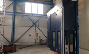 Lakovací box 9m x 5m x 5m s vyhříváním a rekuperací
