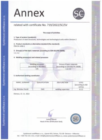 certifikát EN 2