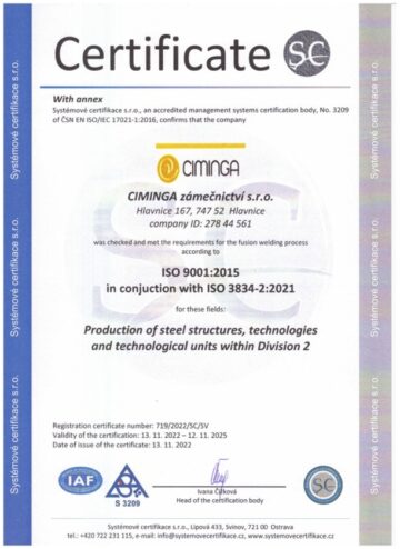 certifikát EN